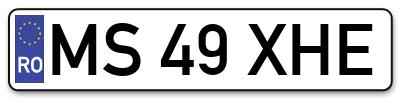 Placuta inmatriculare numar auto  MS-49-XHE, MS 49 XHE, MS49XHE