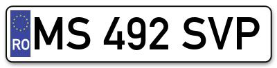 Placuta inmatriculare numar auto  MS-492-SVP, MS 492 SVP, MS492SVP