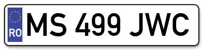 Placuta inmatriculare numar auto  MS-499-JWC, MS 499 JWC, MS499JWC