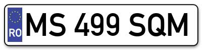 Placuta inmatriculare numar auto  MS-499-SQM, MS 499 SQM, MS499SQM
