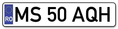 Placuta inmatriculare numar auto  MS-50-AQH, MS 50 AQH, MS50AQH