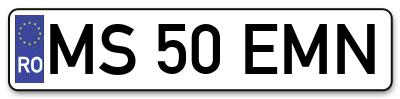 Placuta inmatriculare numar auto  MS-50-EMN, MS 50 EMN, MS50EMN