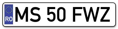Placuta inmatriculare numar auto  MS-50-FWZ, MS 50 FWZ, MS50FWZ