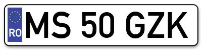 Placuta inmatriculare numar auto  MS-50-GZK, MS 50 GZK, MS50GZK