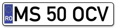 Placuta inmatriculare numar auto  MS-50-OCV, MS 50 OCV, MS50OCV