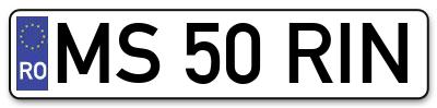 Placuta inmatriculare numar auto  MS-50-RIN, MS 50 RIN, MS50RIN