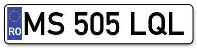 Placuta inmatriculare numar auto  MS-505-LQL, MS 505 LQL, MS505LQL