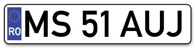 Placuta inmatriculare numar auto  MS-51-AUJ, MS 51 AUJ, MS51AUJ