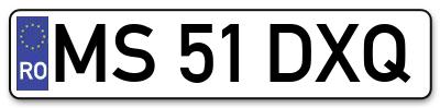 Placuta inmatriculare numar auto  MS-51-DXQ, MS 51 DXQ, MS51DXQ