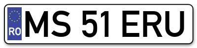 Placuta inmatriculare numar auto  MS-51-ERU, MS 51 ERU, MS51ERU
