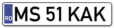 Placuta inmatriculare numar auto  MS-51-KAK, MS 51 KAK, MS51KAK