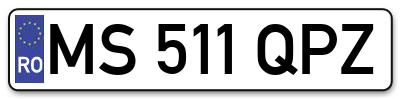 Placuta inmatriculare numar auto  MS-511-QPZ, MS 511 QPZ, MS511QPZ