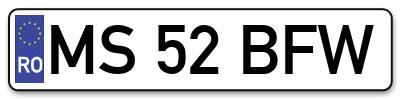 Placuta inmatriculare numar auto  MS-52-BFW, MS 52 BFW, MS52BFW