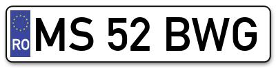 Placuta inmatriculare numar auto  MS-52-BWG, MS 52 BWG, MS52BWG