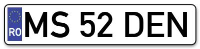 Placuta inmatriculare numar auto  MS-52-DEN, MS 52 DEN, MS52DEN