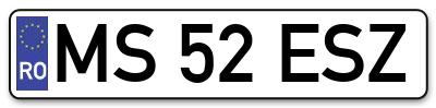 Placuta inmatriculare numar auto  MS-52-ESZ, MS 52 ESZ, MS52ESZ