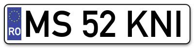 Placuta inmatriculare numar auto  MS-52-KNI, MS 52 KNI, MS52KNI