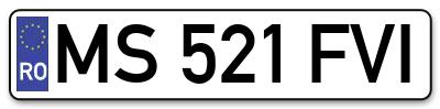 Placuta inmatriculare numar auto  MS-521-FVI, MS 521 FVI, MS521FVI