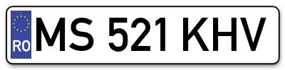 Placuta inmatriculare numar auto  MS-521-KHV, MS 521 KHV, MS521KHV