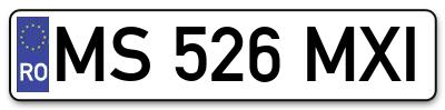 Placuta inmatriculare numar auto  MS-526-MXI, MS 526 MXI, MS526MXI
