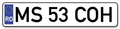 Placuta inmatriculare numar auto  MS-53-COH, MS 53 COH, MS53COH