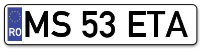 Placuta inmatriculare numar auto  MS-53-ETA, MS 53 ETA, MS53ETA