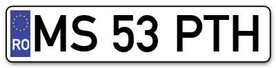 Placuta inmatriculare numar auto  MS-53-PTH, MS 53 PTH, MS53PTH