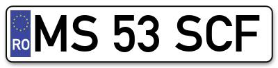 Placuta inmatriculare numar auto  MS-53-SCF, MS 53 SCF, MS53SCF