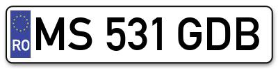 Placuta inmatriculare numar auto  MS-531-GDB, MS 531 GDB, MS531GDB