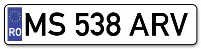 Placuta inmatriculare numar auto  MS-538-ARV, MS 538 ARV, MS538ARV