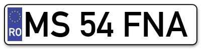 Placuta inmatriculare numar auto  MS-54-FNA, MS 54 FNA, MS54FNA
