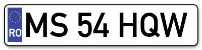 Placuta inmatriculare numar auto  MS-54-HQW, MS 54 HQW, MS54HQW