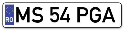 Placuta inmatriculare numar auto  MS-54-PGA, MS 54 PGA, MS54PGA