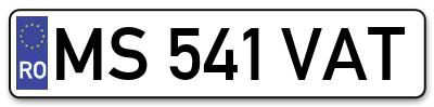 Placuta inmatriculare numar auto  MS-541-VAT, MS 541 VAT, MS541VAT