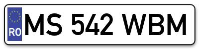 Placuta inmatriculare numar auto  MS-542-WBM, MS 542 WBM, MS542WBM