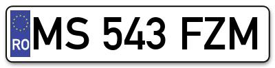 Placuta inmatriculare numar auto  MS-543-FZM, MS 543 FZM, MS543FZM
