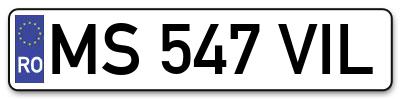 Placuta inmatriculare numar auto  MS-547-VIL, MS 547 VIL, MS547VIL