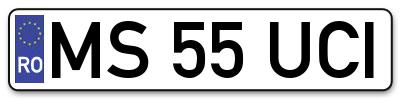 Placuta inmatriculare numar auto  MS-55-UCI, MS 55 UCI, MS55UCI