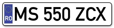 Placuta inmatriculare numar auto  MS-550-ZCX, MS 550 ZCX, MS550ZCX