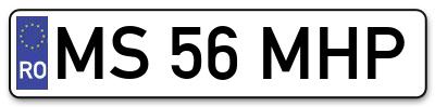Placuta inmatriculare numar auto  MS-56-MHP, MS 56 MHP, MS56MHP