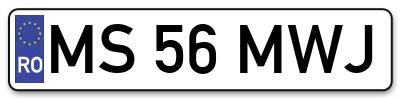 Placuta inmatriculare numar auto  MS-56-MWJ, MS 56 MWJ, MS56MWJ