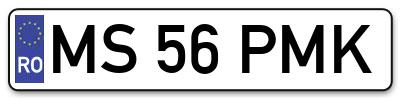 Placuta inmatriculare numar auto  MS-56-PMK, MS 56 PMK, MS56PMK