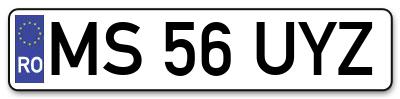 Placuta inmatriculare numar auto  MS-56-UYZ, MS 56 UYZ, MS56UYZ