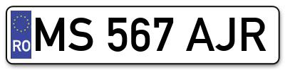 Placuta inmatriculare numar auto  MS-567-AJR, MS 567 AJR, MS567AJR