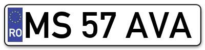 Placuta inmatriculare numar auto  MS-57-AVA, MS 57 AVA, MS57AVA