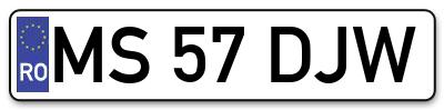 Placuta inmatriculare numar auto  MS-57-DJW, MS 57 DJW, MS57DJW