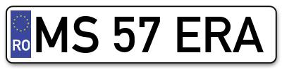 Placuta inmatriculare numar auto  MS-57-ERA, MS 57 ERA, MS57ERA