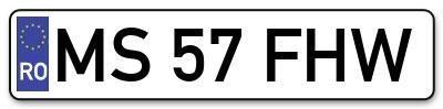 Placuta inmatriculare numar auto  MS-57-FHW, MS 57 FHW, MS57FHW