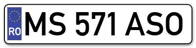 Placuta inmatriculare numar auto  MS-571-ASO, MS 571 ASO, MS571ASO