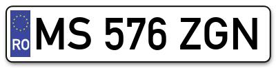 Placuta inmatriculare numar auto  MS-576-ZGN, MS 576 ZGN, MS576ZGN